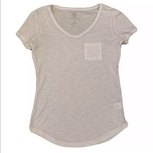 Womens V-Neck White Short Sleeve TShirt -NEVERWORN